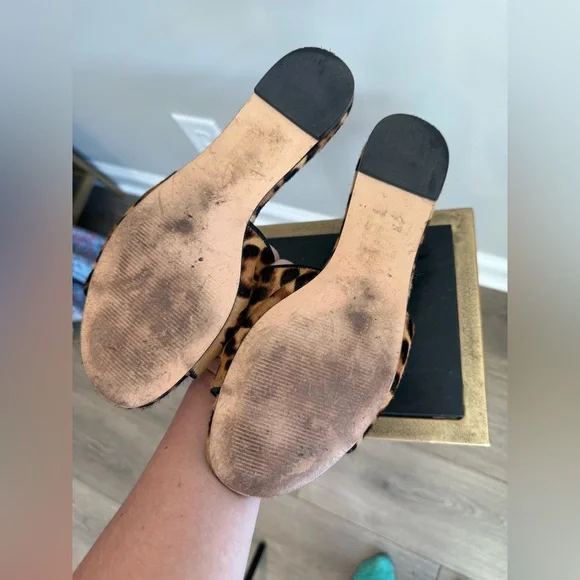 J.Crew Leopard Print Calf Hair Slide Sandals - Picture 7 of 11